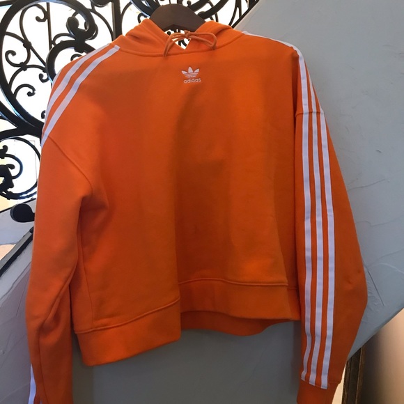 orange adidas cropped hoodie